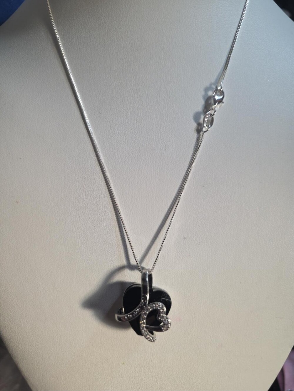 I Love You Layered Heart Necklace | Black Crystal Stainless Steel